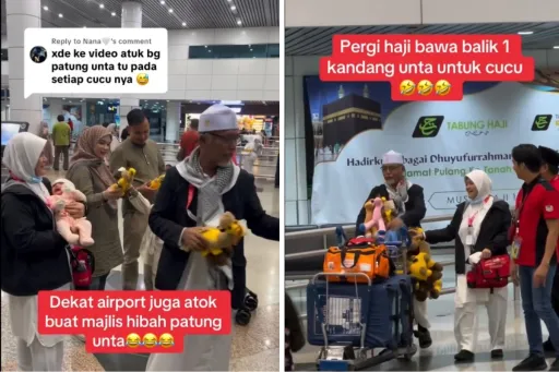 image for article Grandpa Returns From Hajj, Surprises Grandkids With a Camel Plushies