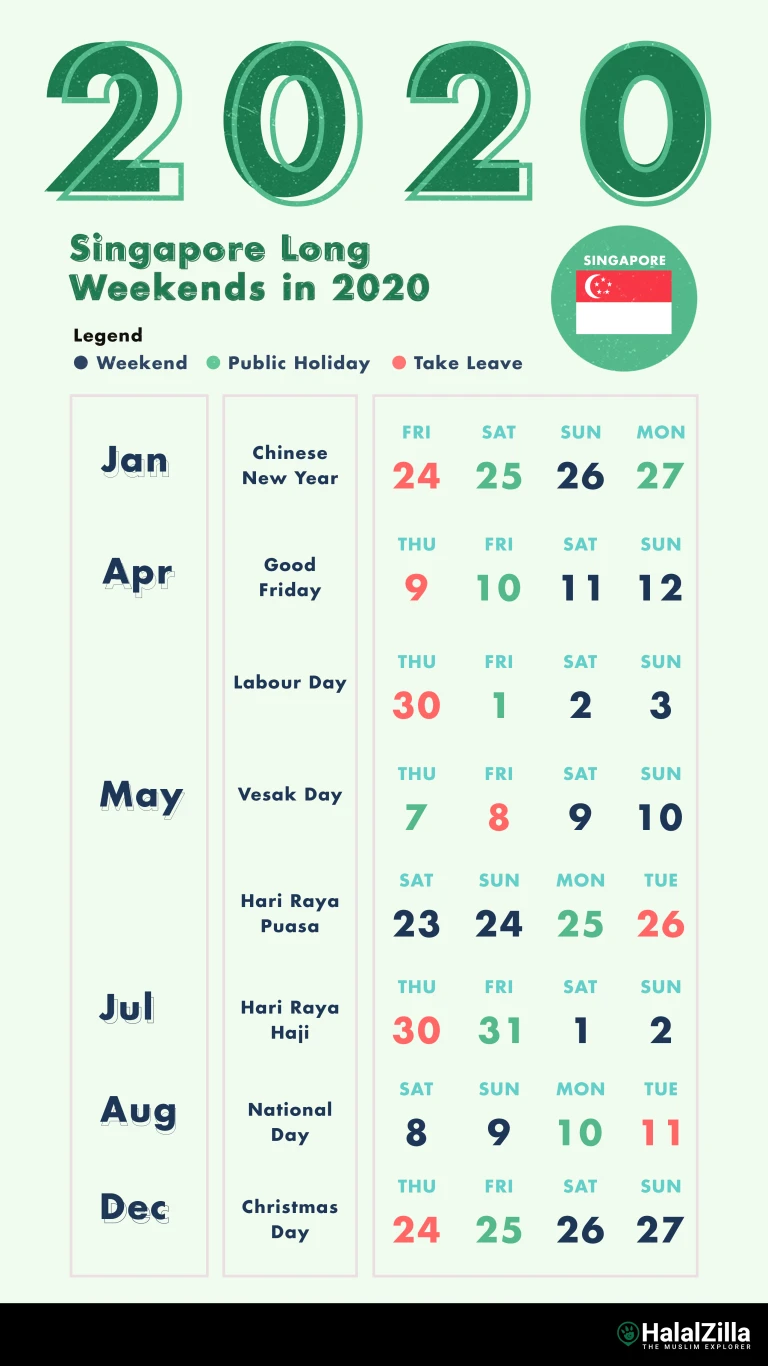 Singapore 2020 Public Holidays and Long Weekends